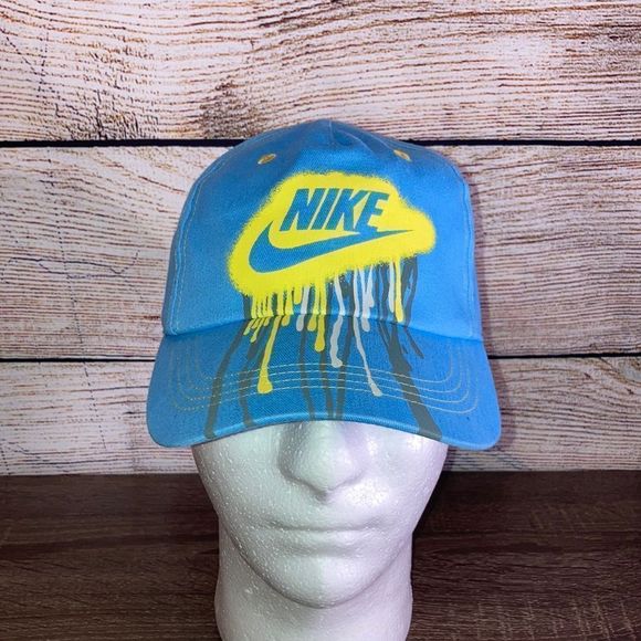 NWT Nike  Adjstable Hat Paint Drip Yellow & Blue Childs - Picture 1 of 11